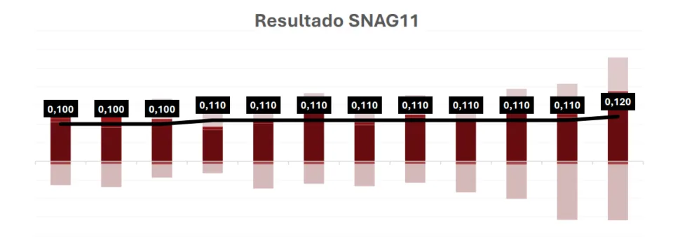 Gráfico mostra as receitas do SNAG11 nos últimos 12 meses